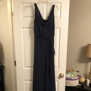 Floor length navy dress